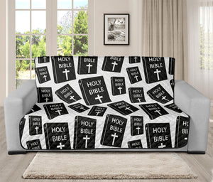 Black And White Holy Bible Pattern Print Futon Protector