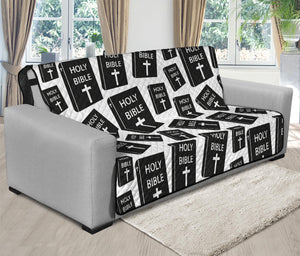 Black And White Holy Bible Pattern Print Futon Protector