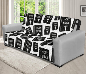 Black And White Holy Bible Pattern Print Futon Protector