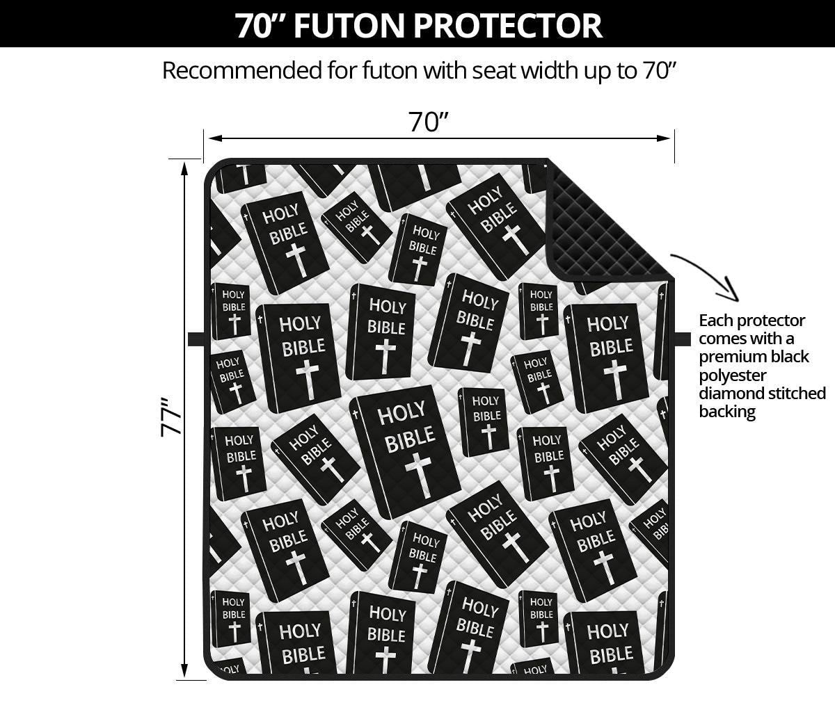 Black And White Holy Bible Pattern Print Futon Protector