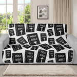 Black And White Holy Bible Pattern Print Futon Protector