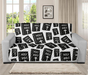 Black And White Holy Bible Pattern Print Futon Protector