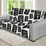 Black And White Holy Bible Pattern Print Futon Protector