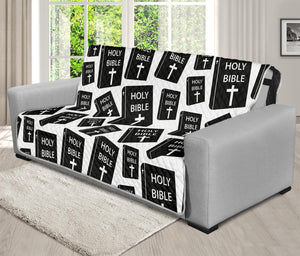 Black And White Holy Bible Pattern Print Futon Protector