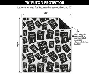 Black And White Holy Bible Pattern Print Futon Protector