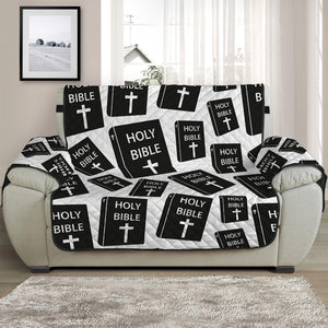 Black And White Holy Bible Pattern Print Half Sofa Protector