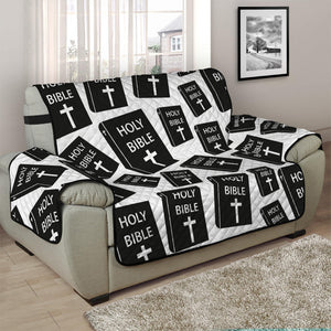 Black And White Holy Bible Pattern Print Half Sofa Protector