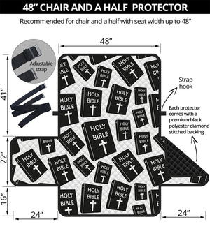 Black And White Holy Bible Pattern Print Half Sofa Protector