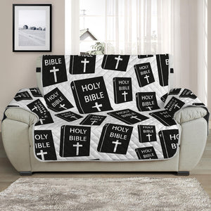 Black And White Holy Bible Pattern Print Half Sofa Protector