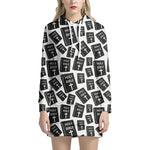 Black And White Holy Bible Pattern Print Hoodie Dress