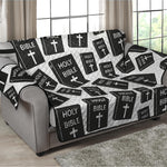 Black And White Holy Bible Pattern Print Loveseat Protector