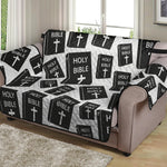 Black And White Holy Bible Pattern Print Loveseat Protector