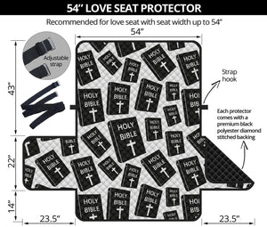 Black And White Holy Bible Pattern Print Loveseat Protector