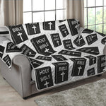 Black And White Holy Bible Pattern Print Loveseat Protector