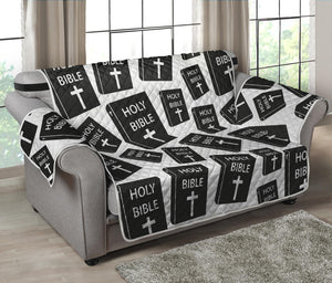 Black And White Holy Bible Pattern Print Loveseat Protector