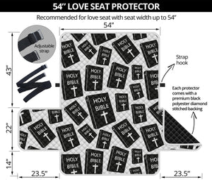 Black And White Holy Bible Pattern Print Loveseat Protector