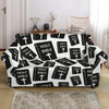 Black And White Holy Bible Pattern Print Loveseat Slipcover