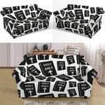 Black And White Holy Bible Pattern Print Loveseat Slipcover