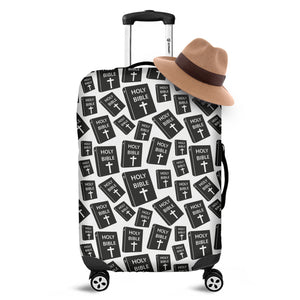 Black And White Holy Bible Pattern Print Luggage Cover