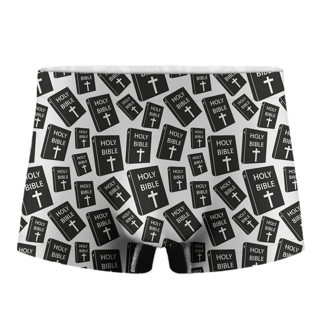 Black And White Holy Bible Pattern Print Men's Boxer Briefs