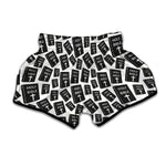 Black And White Holy Bible Pattern Print Muay Thai Boxing Shorts