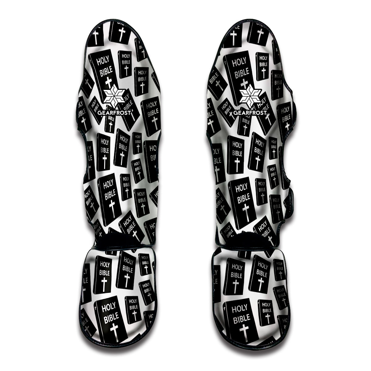 Black And White Holy Bible Pattern Print Muay Thai Shin Guard