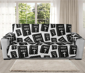 Black And White Holy Bible Pattern Print Oversized Sofa Protector