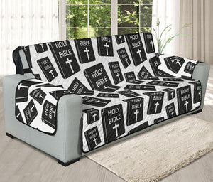 Black And White Holy Bible Pattern Print Oversized Sofa Protector