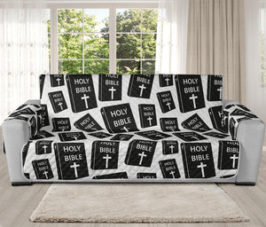 Black And White Holy Bible Pattern Print Oversized Sofa Protector