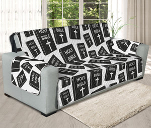 Black And White Holy Bible Pattern Print Oversized Sofa Protector