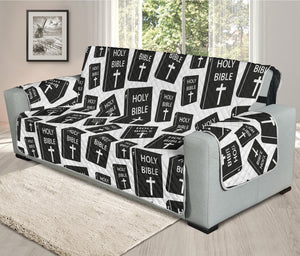 Black And White Holy Bible Pattern Print Oversized Sofa Protector