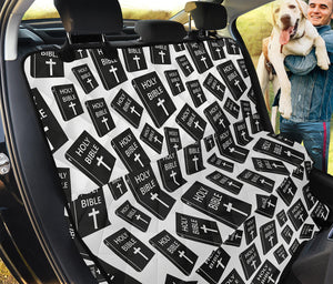 Black And White Holy Bible Pattern Print Pet Car Back Seat Cover