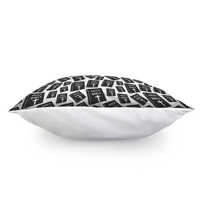 Black And White Holy Bible Pattern Print Pillow Cover