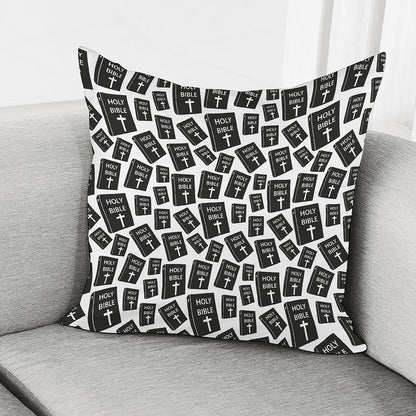 Black And White Holy Bible Pattern Print Pillow Cover