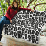 Black And White Holy Bible Pattern Print Quilt