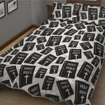 Black And White Holy Bible Pattern Print Quilt Bed Set