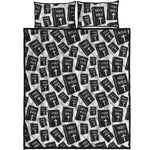 Black And White Holy Bible Pattern Print Quilt Bed Set