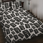 Black And White Holy Bible Pattern Print Quilt Bed Set