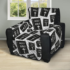 Black And White Holy Bible Pattern Print Recliner Protector