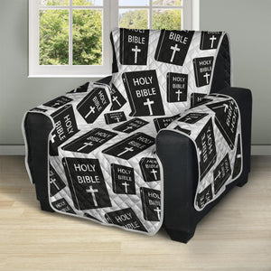 Black And White Holy Bible Pattern Print Recliner Protector