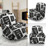 Black And White Holy Bible Pattern Print Recliner Slipcover