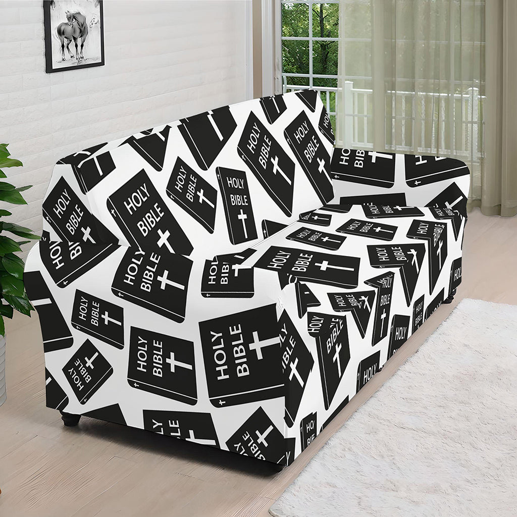 Black And White Holy Bible Pattern Print Sofa Cover