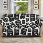 Black And White Holy Bible Pattern Print Sofa Protector