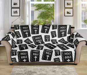 Black And White Holy Bible Pattern Print Sofa Protector