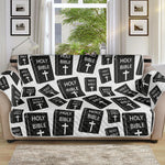 Black And White Holy Bible Pattern Print Sofa Protector