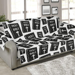 Black And White Holy Bible Pattern Print Sofa Protector