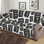 Black And White Holy Bible Pattern Print Sofa Protector