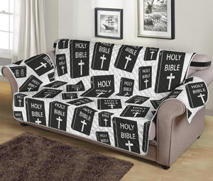 Black And White Holy Bible Pattern Print Sofa Protector