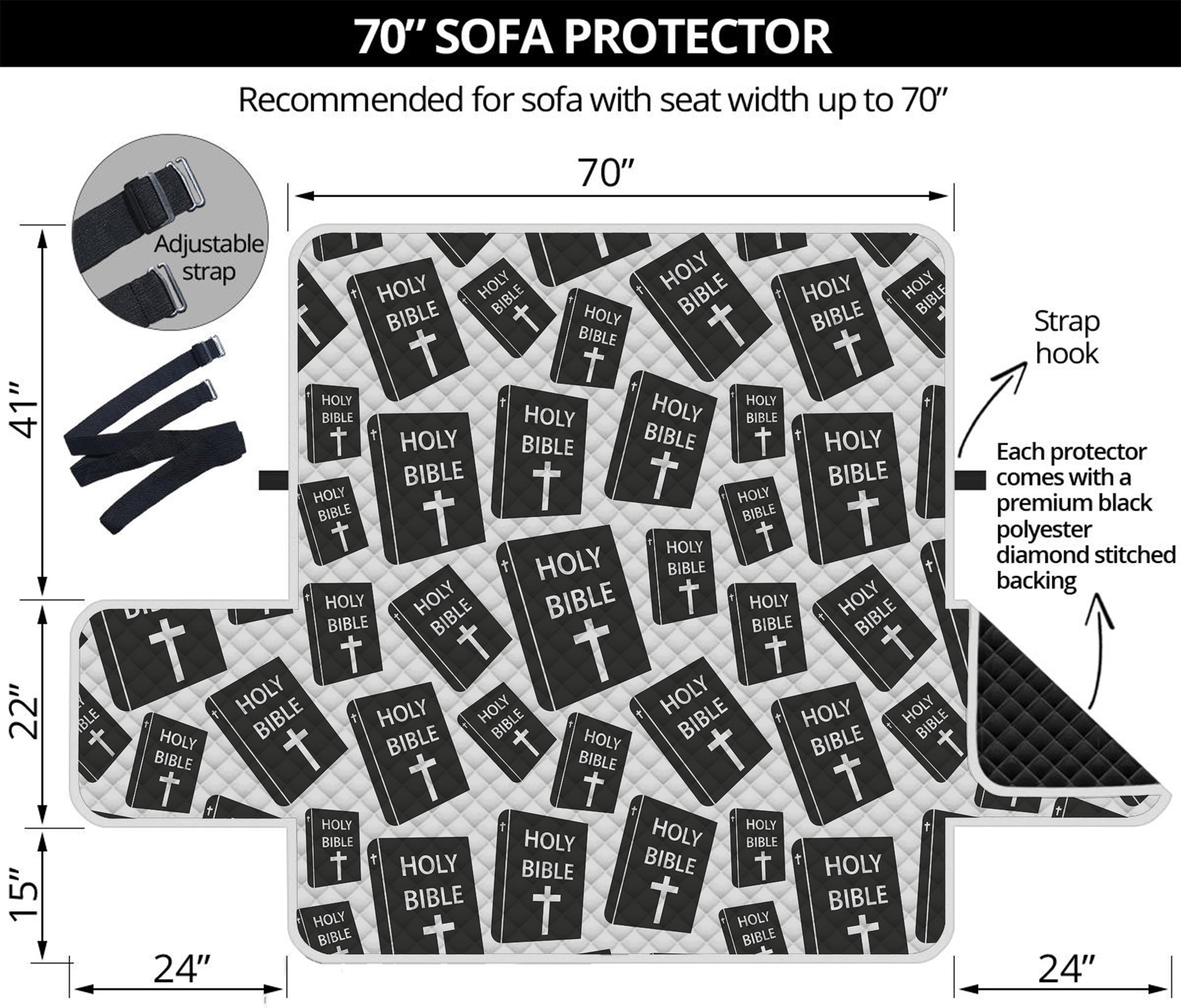 Black And White Holy Bible Pattern Print Sofa Protector