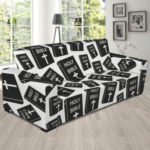 Black And White Holy Bible Pattern Print Sofa Slipcover